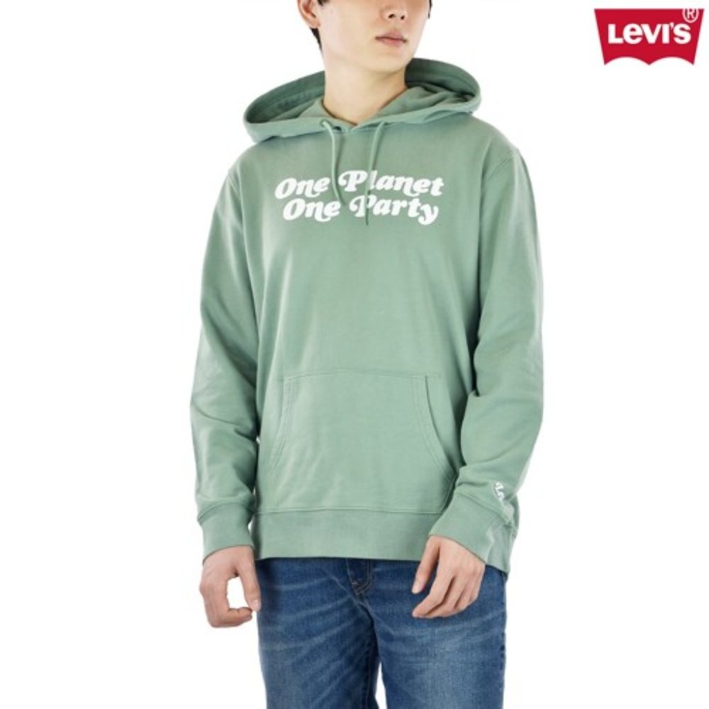 Levi's Army Olive Green One Planet One Party Men's Pullover Hoodie Large